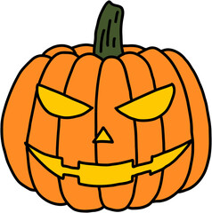 simplicity halloween pumpkin freehand drawing flat design
