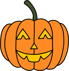 simplicity halloween pumpkin freehand drawing flat design