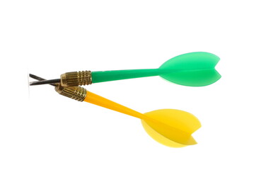 Group throwing dart isolated on white 