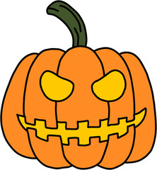 simplicity halloween pumpkin freehand drawing flat design