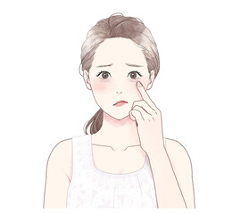 An illustration of a woman suffering from dark circles.