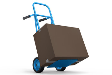 Airport luggage cart or baggage trolley side with cardboard boxes or cartons
