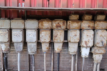 an old electrical distribution board at an industrial monument