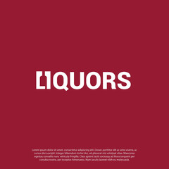Liquor wine or champagne logo with Letter L and I as liquor bottle negative space concept