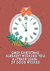 A4 format vector illustration card with the New Year and Christmas for the holiday