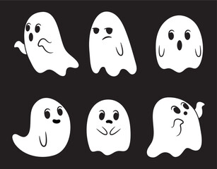 Obraz premium Set of Cute Halloween Ghosts 