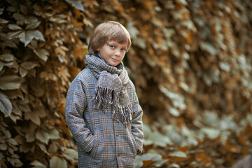 stylish boy in autumn clothes