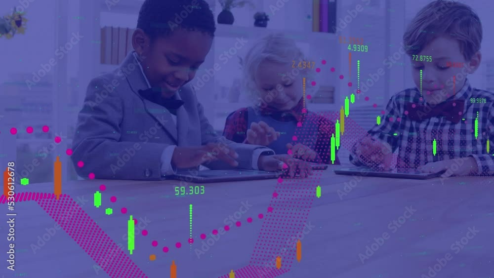 Poster animation of data processing over diverse schoolchildren using tablets