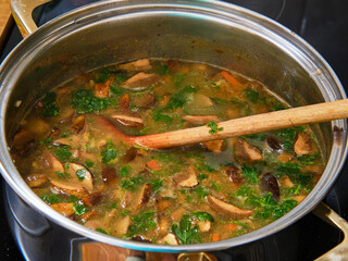 Cooking mushroom soup