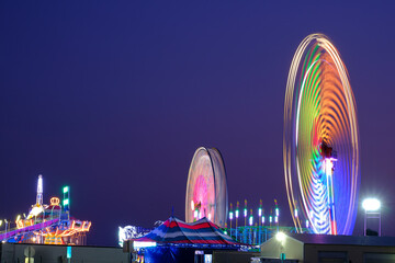 Rides at Fair or Carnival at Night