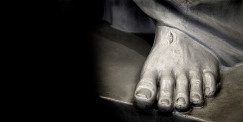 Sculpture of Foot of Jesus with Nail Marks Wounds Crucifixion