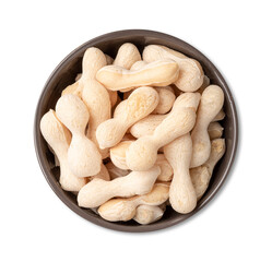 Traditional brazilian polvilho or starch biscuit on a bowl isolated over white background