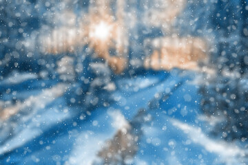 Naklejka na ściany i meble blurred winter forest