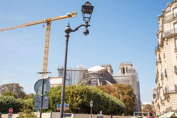 Fototapeta na wymiar Paris, France. August 2022. Repairs to Notre Dame Cathedral in Paris.