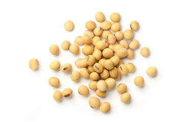 Top view of Soybean isolated on white background.