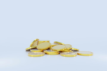 3d coins stack on white background, 3d render for finace, growing business concept, 3d coins investment money earning,3D illustration,3D rendering