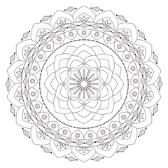 Floral mandala pattern. Decorative round ornament with flowers. Coloring book, vector illustration.