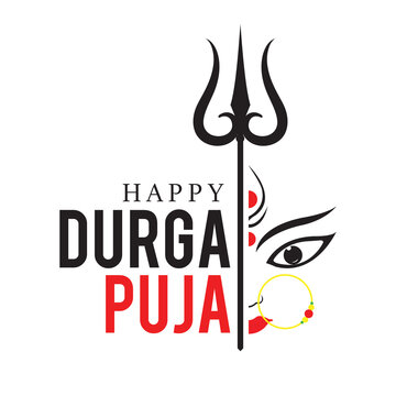 Happy Durga Puja indian festival card design.