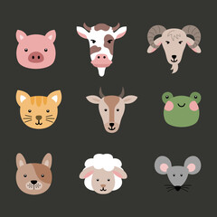 animal head icon vector flat illustration
