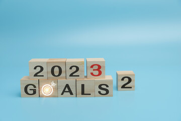 2023 planning goal action, Business plan investment and strategies. beginning new year, new lifestyle, new normal, new business, setting target, and planning of goals concept.