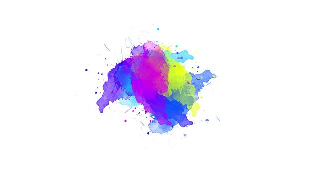 Ink brush stroke transition. Ink splash. Abstract ink brush blot, splat, fluid art, overlay, alpha matte composition, spreading brush stroke. watercolor ink drops transition.
