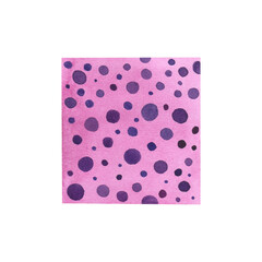 Square background dotted print watercolor pink isolated on white. Art for design wrapping paper