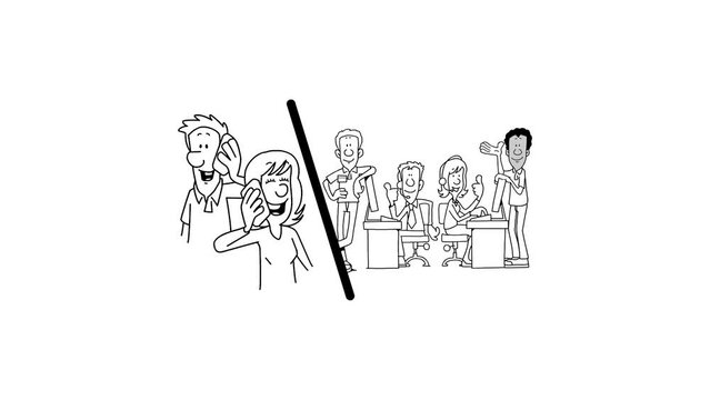 customer service assistance calling sketch and 2d animation, people
