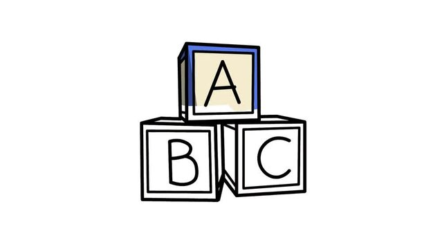 ABC letters, alphabet sketch and 2d animation, block