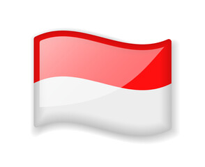 Monaco flag - Wavy flag bright glossy icon.