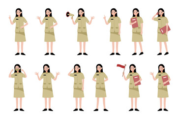 indonesian civil servan vector character bundle set