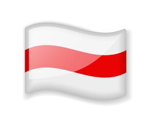 Belarus flag - Wavy flag bright glossy icon.
