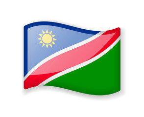 Fototapeta premium Namibia flag - Wavy flag bright glossy icon.