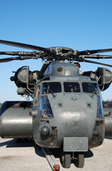 Fototapeta na wymiar Heavy marine helicopter front view