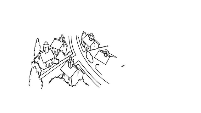 city sketch on white background