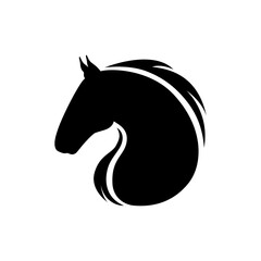 Horse logo. Vector illustration of a black silhouette horse head icon isolated on a white background.