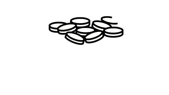 Coins stack sketch and 2d animation