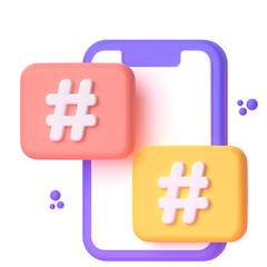 Obraz premium Hashtag in 3d render for graphic asset web presentation or other 