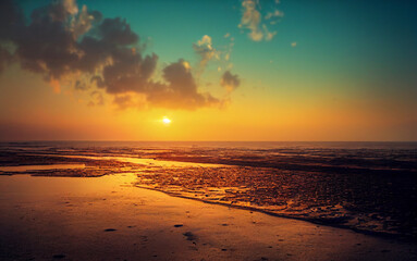 Sunset on the ocean beach 4