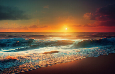 Sunset on the ocean beach 2