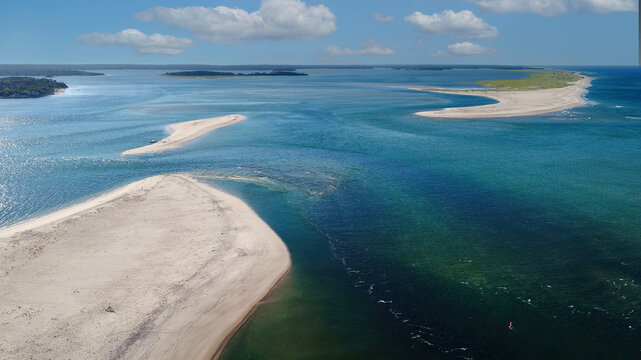 Aerial of Beach and Ocean at Chatham, Cape Cod in New England
