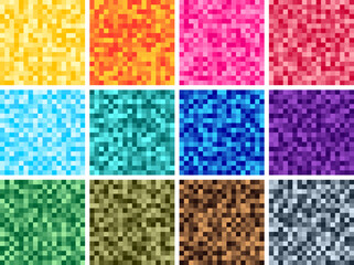 Square pixel mosaic digital paper, Geometric colorful backgrounds