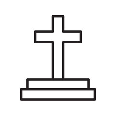 Halloween Icon Vector Illustration : Funeral Gravestone Flat Design Trendy Style