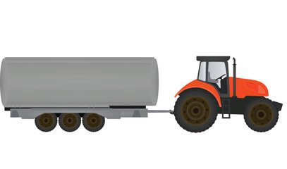 Farmer tractor with tank trailer. vector