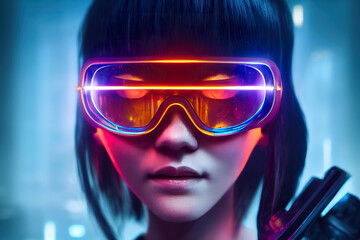 Obraz na płótnie Canvas 3D rendering futuristic girl cyberpunk.