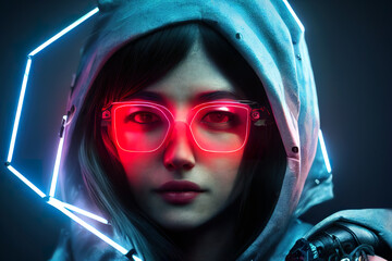 3D rendering futuristic girl cyberpunk.