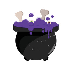 Witch Cauldron Vector. Spooky Cauldron. Deadly Potion. Halloween Vector Illustration