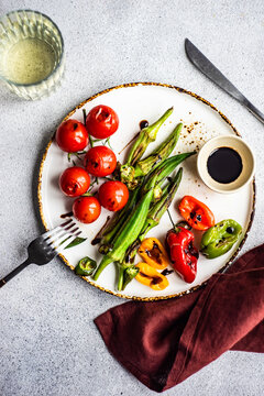 Healthy dinner with roasted vegetables