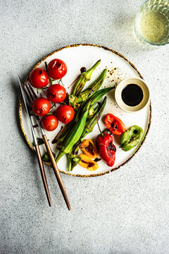 Healthy dinner with roasted vegetables