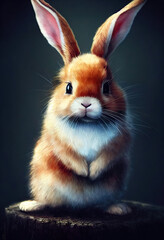 Fototapeta premium Tiny cute colorful rabbit illustrated 