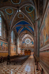 Fototapeta na wymiar Ancient Papal basilica of San Francesco of Assisi. Art and religion. Black and white